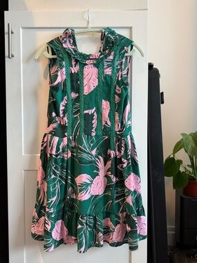 ARITZIA Green Floral Dress - Pink Leaf Print